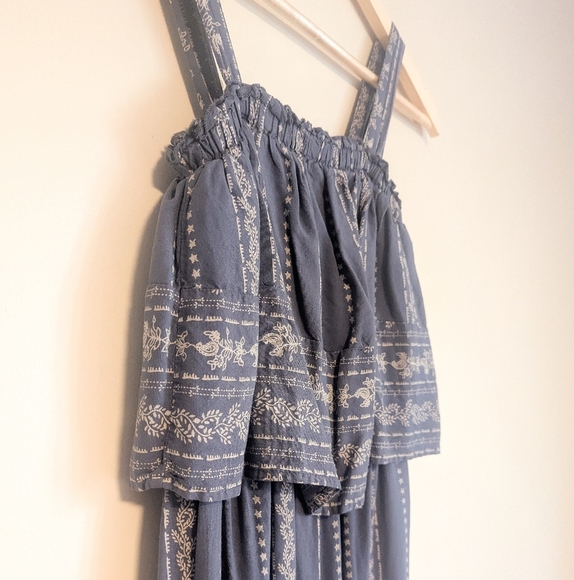 Japna 100% Rayon Blue and White Jumpsuit - Picture 3 of 4